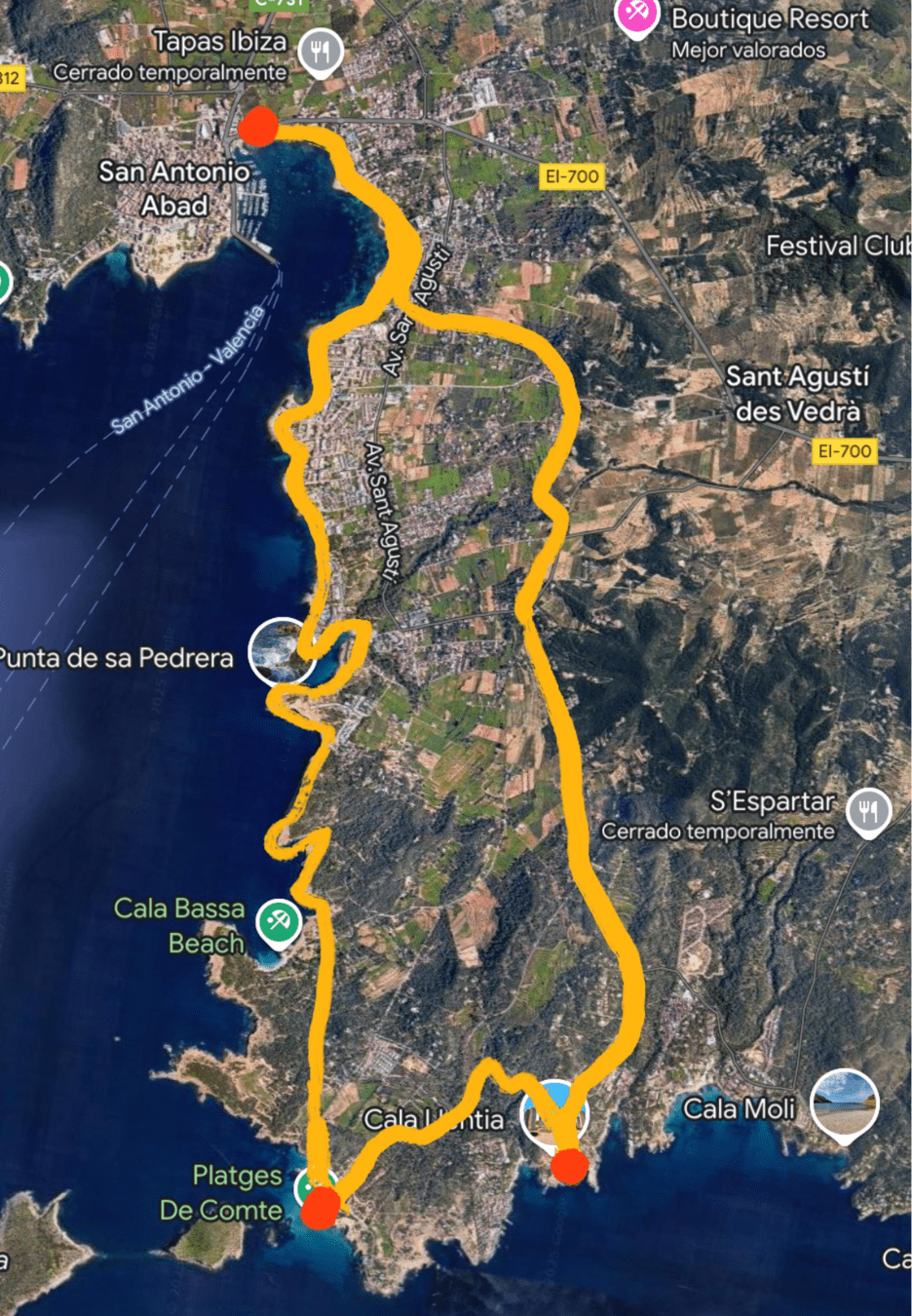 Ibiza Buggy Tour Route Map